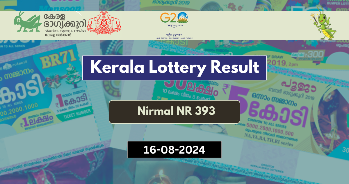 Kerala Lottery Nirmal NR 393 Result Today (16-8-2024)