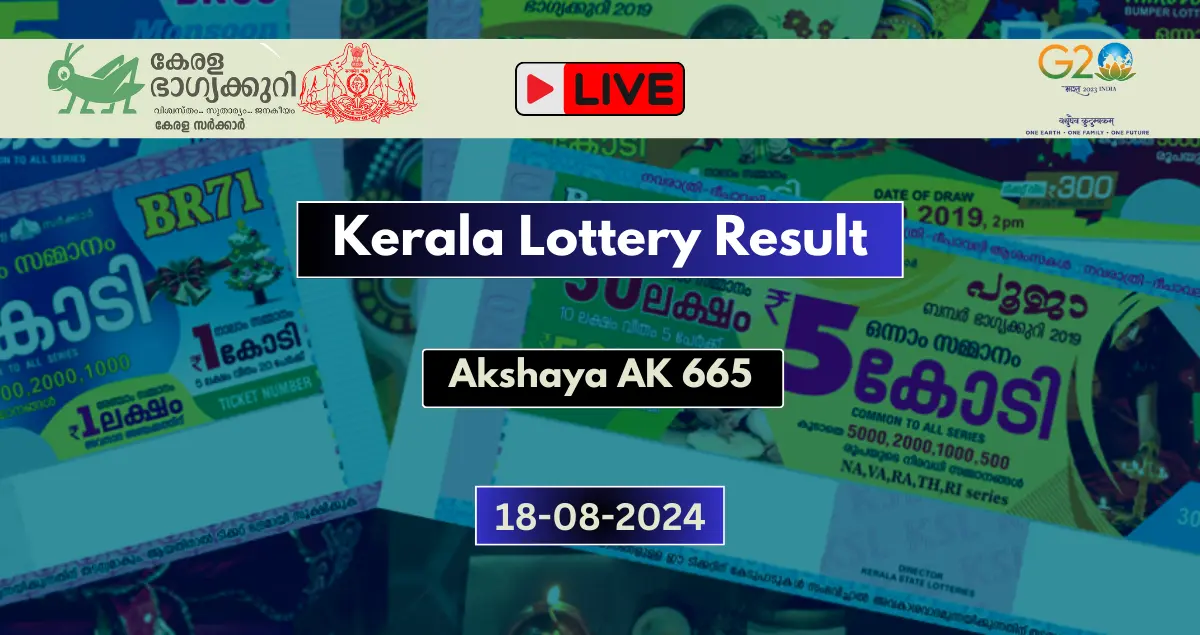 Kerala Lottery Akshaya AK 665 Result Today (18-8-2024)