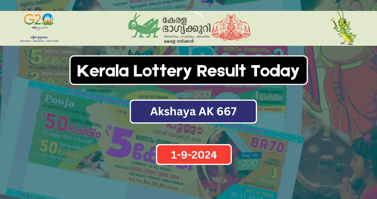 Kerala Lottery Akshaya AK 667 Result Today (1-9-2024) Live