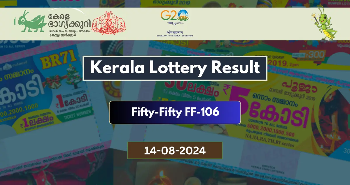 Kerala Lottery Fifty-Fifty FF-106 Result Today (14-8-2024)