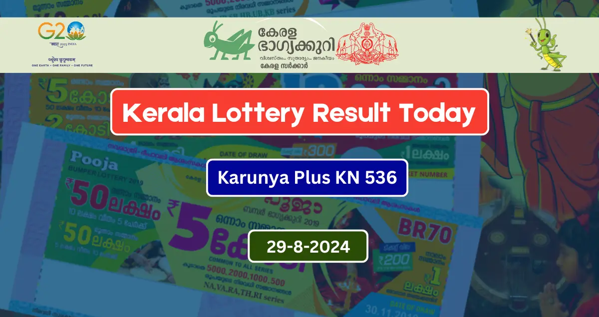 Kerala Lottery Result Today (29-8-2024) Karunya Plus KN 536