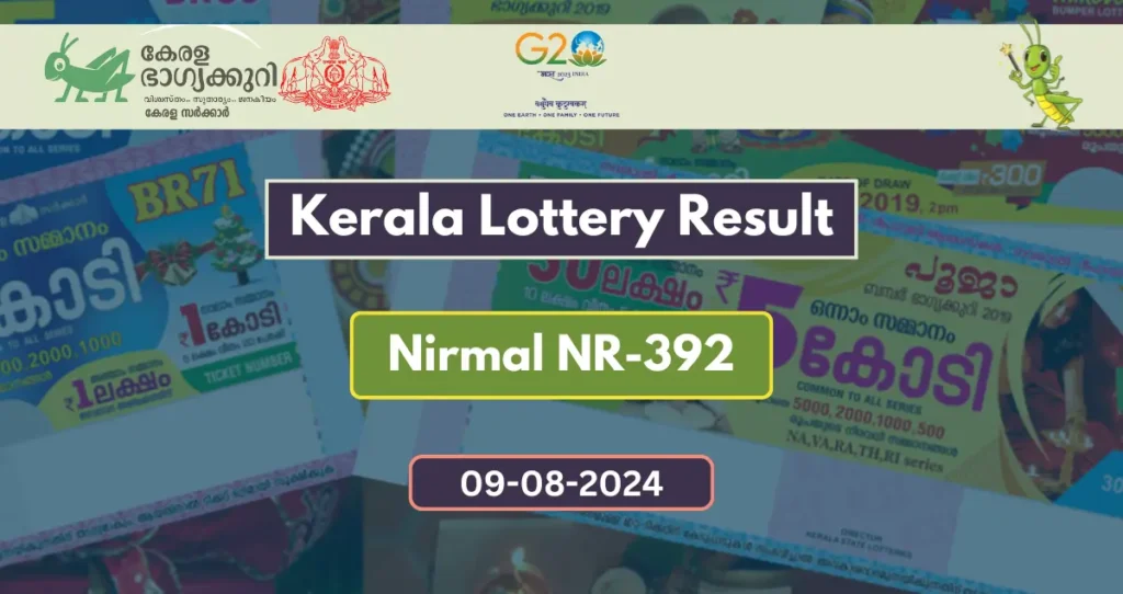 Kerala lottery Nirmal NR-392 Result 9-8-2024