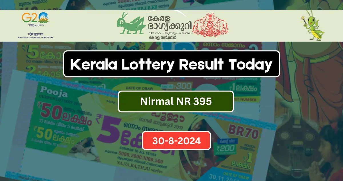 Kerala Lottery Result Today 30-8-2024 Nirmal NR 395