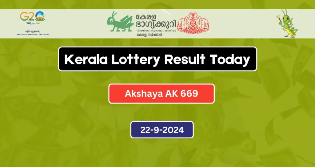 Today Kerala Lottery Akshaya AK-669 Result 22.9.2024