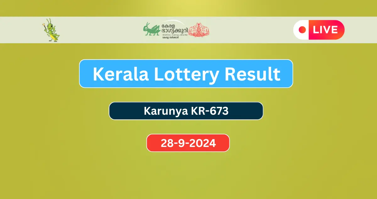 Kerala Lottery Result 28.9.2024 Karunya KR 673 Today